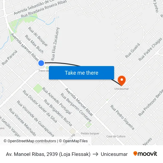 Av. Manoel Ribas, 2939 (Loja Flessak) to Unicesumar map