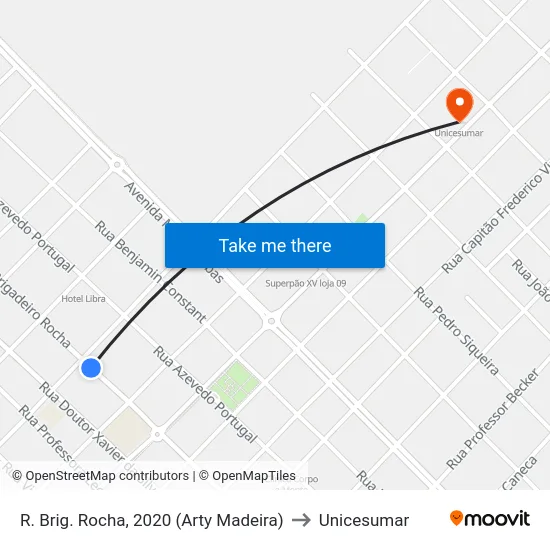 R. Brig. Rocha, 2020 (Arty Madeira) to Unicesumar map