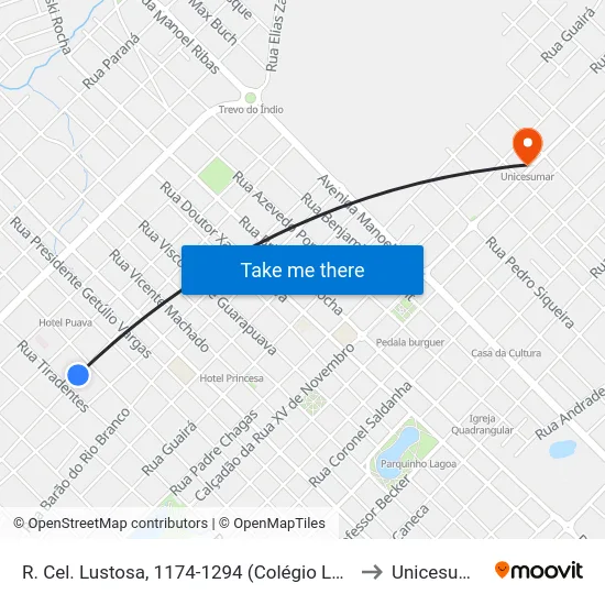 R. Cel. Lustosa, 1174-1294 (Colégio Lobo) to Unicesumar map