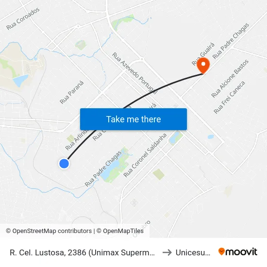R. Cel. Lustosa, 2386 (Unimax Supermercado) to Unicesumar map