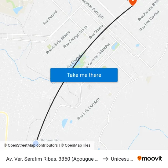 Av. Ver. Serafim Ribas, 3350 (Açougue Padilha) to Unicesumar map