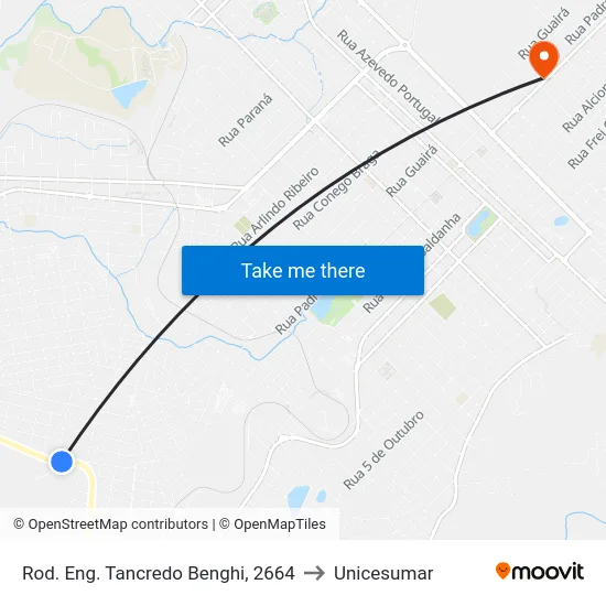 Rod. Eng. Tancredo Benghi, 2664 to Unicesumar map