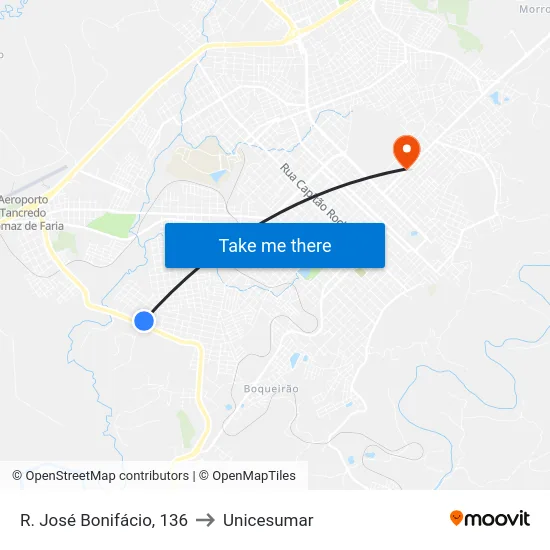 R. José Bonifácio, 136 to Unicesumar map