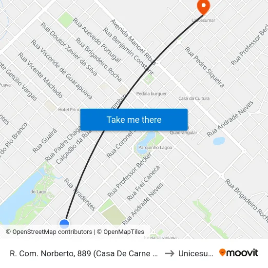 R. Com. Norberto, 889 (Casa De Carne Boi Verde) to Unicesumar map