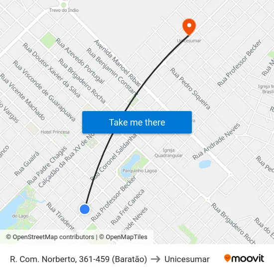 R. Com. Norberto, 361-459 (Baratão) to Unicesumar map