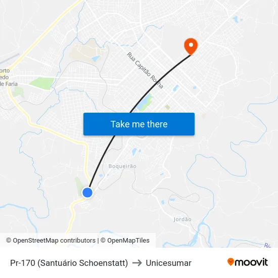 Pr-170 (Santuário Schoenstatt) to Unicesumar map