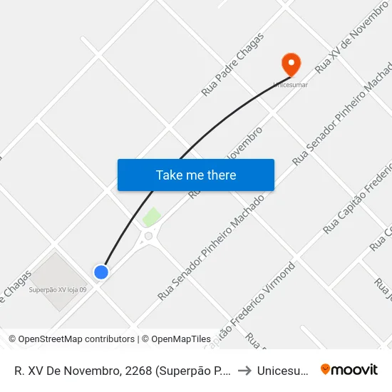 R. XV De Novembro, 2268 (Superpão P. Extra) to Unicesumar map