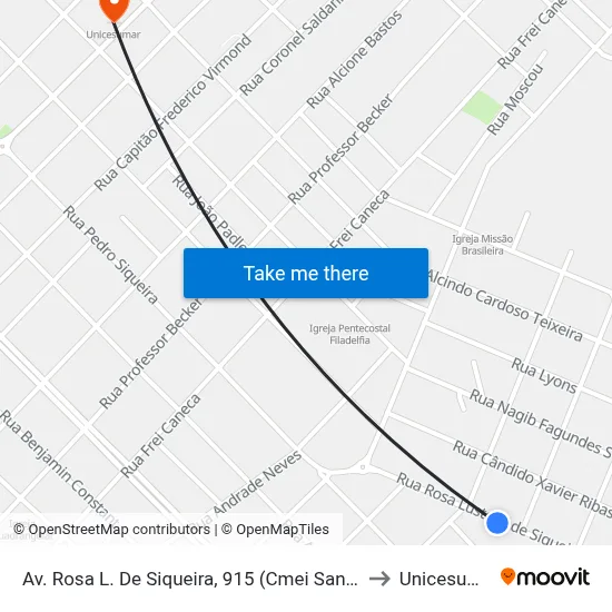 Av. Rosa L. De Siqueira, 915 (Cmei Santana) to Unicesumar map