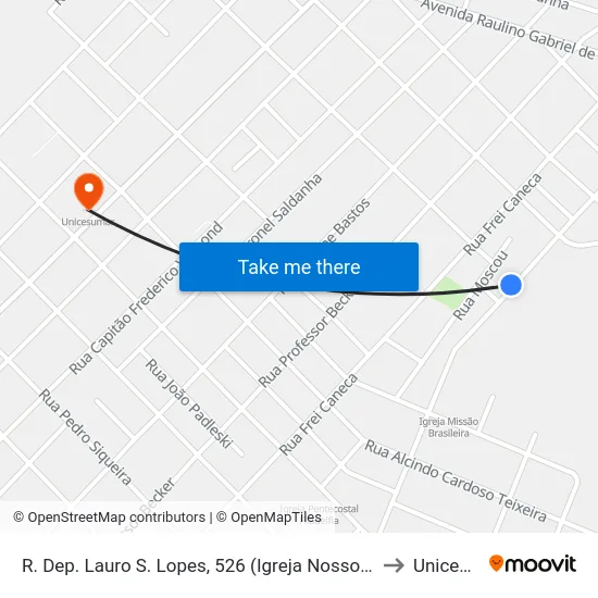 R. Dep. Lauro S. Lopes, 526 (Igreja Nosso Senhor Jesus Cristo) to Unicesumar map