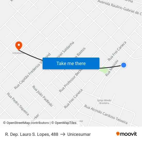 R. Dep. Lauro S. Lopes, 488 to Unicesumar map