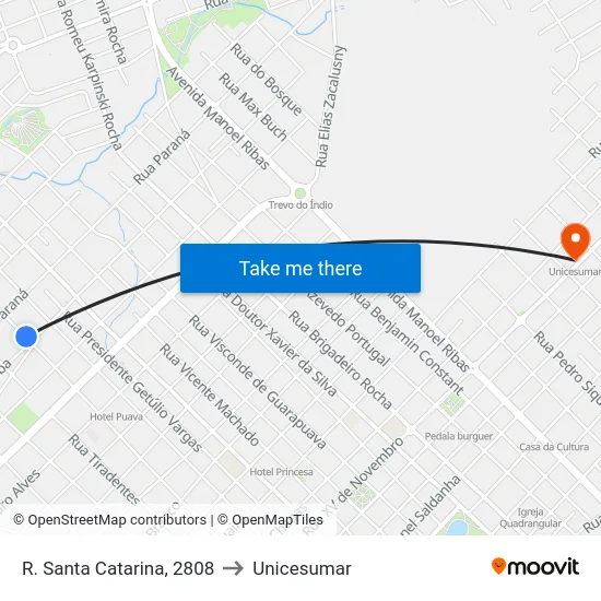 R. Santa Catarina, 2808 to Unicesumar map