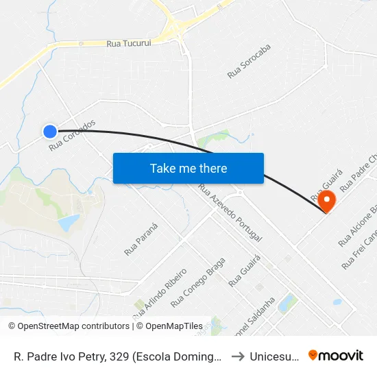 R. Padre Ivo Petry, 329 (Escola Domingos Sávio) to Unicesumar map