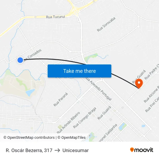 R. Oscár Bezerra, 317 to Unicesumar map