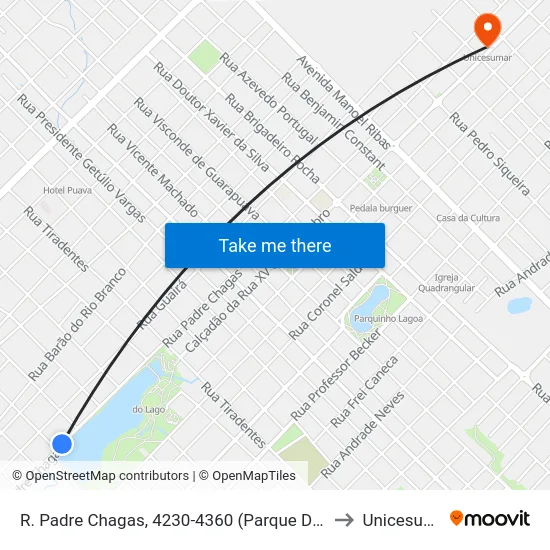 R. Padre Chagas, 4230-4360 (Parque Do Lago) to Unicesumar map
