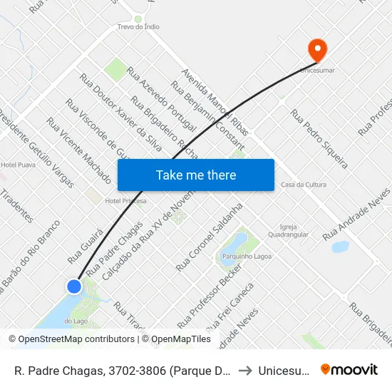 R. Padre Chagas, 3702-3806 (Parque Do Lago) to Unicesumar map