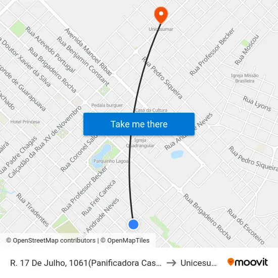 R. 17 De Julho, 1061(Panificadora Caseira) to Unicesumar map