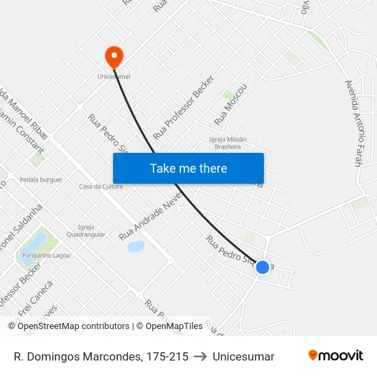 R. Domingos Marcondes, 175-215 to Unicesumar map