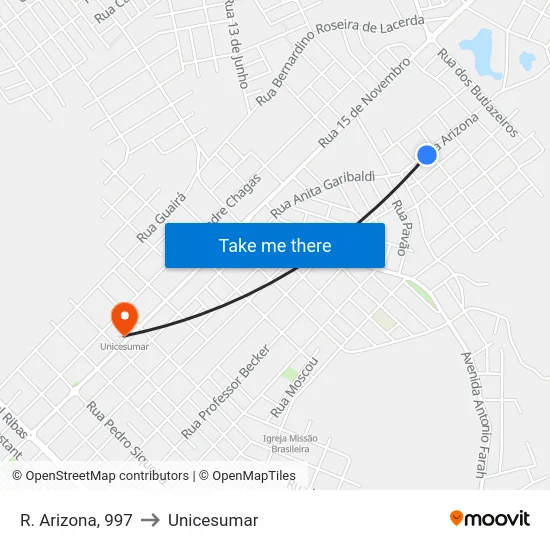 R. Arizona, 997 to Unicesumar map