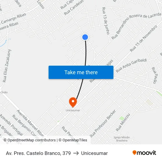 Av. Pres. Castelo Branco, 379 to Unicesumar map