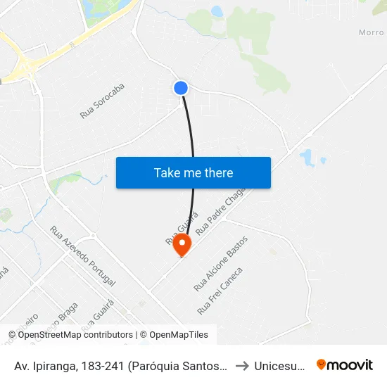 Av. Ipiranga, 183-241 (Paróquia Santos Anjos) to Unicesumar map