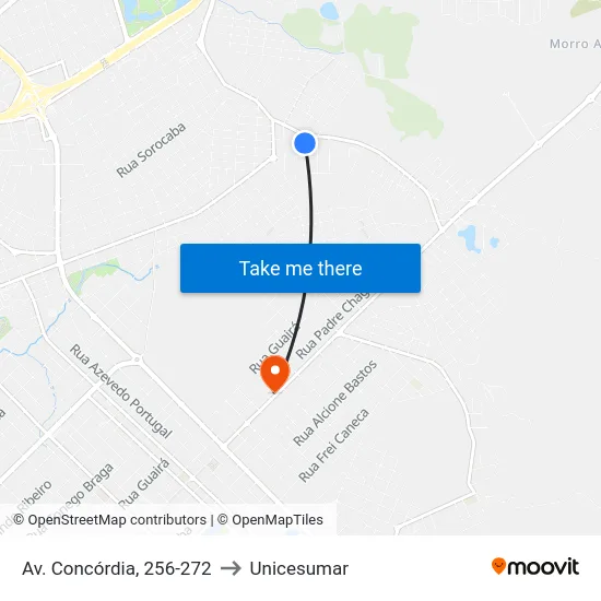 Av. Concórdia, 256-272 to Unicesumar map