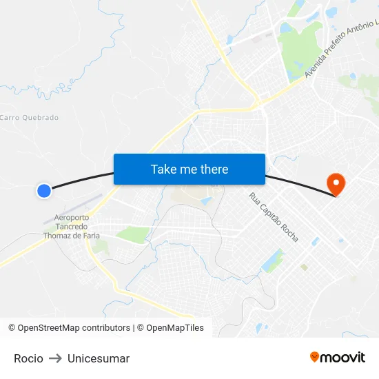 Rocio to Unicesumar map