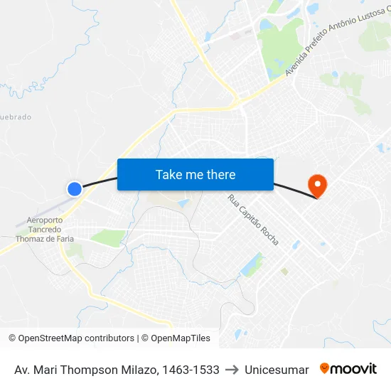 Av. Mari Thompson Milazo, 1463-1533 to Unicesumar map
