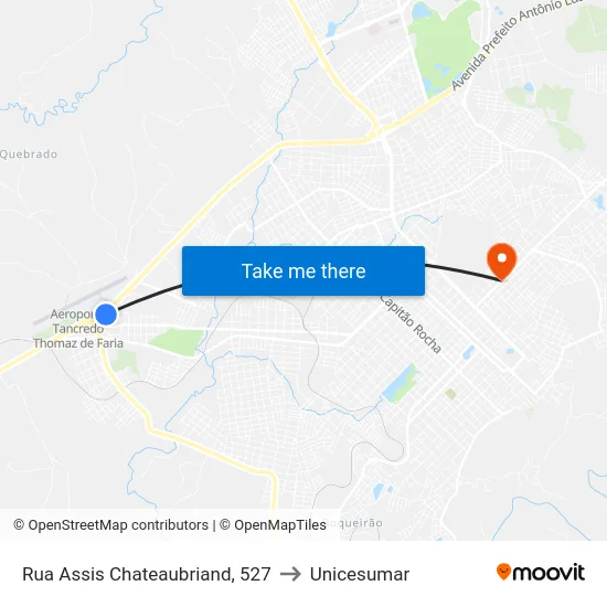Rua Assis Chateaubriand, 527 to Unicesumar map