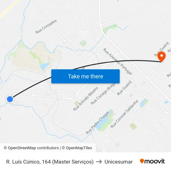 R. Luís Cúnico, 164 (Master Serviços) to Unicesumar map