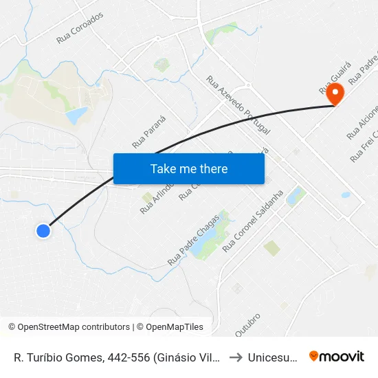 R. Turíbio Gomes, 442-556 (Ginásio Vila Bela) to Unicesumar map