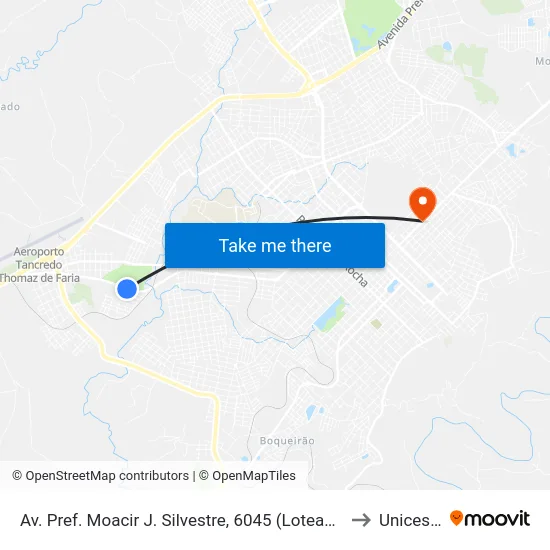 Av. Pref. Moacir J. Silvestre, 6045 (Loteamento João Gelinski) to Unicesumar map