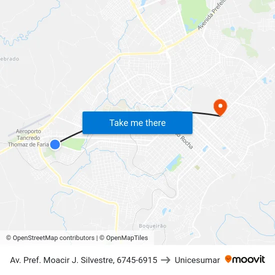 Av. Pref. Moacir J. Silvestre, 6745-6915 to Unicesumar map