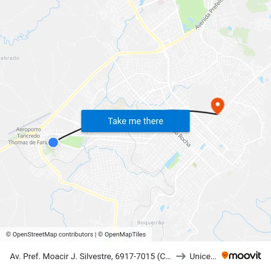 Av. Pref. Moacir J. Silvestre, 6917-7015 (Condomínio Villagio Firenze) to Unicesumar map
