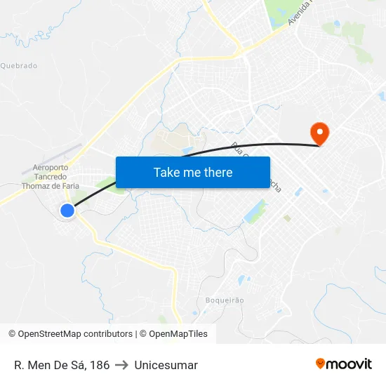 R. Men De Sá, 186 to Unicesumar map