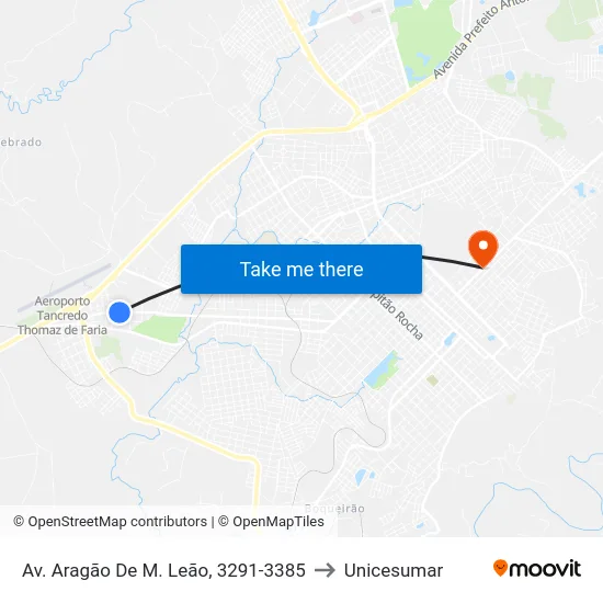 Av. Aragão De M. Leão, 3291-3385 to Unicesumar map