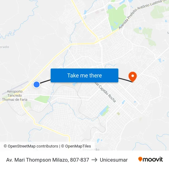 Av. Mari Thompson Milazo, 807-837 to Unicesumar map