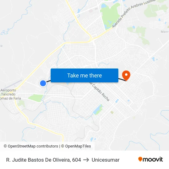 R. Judite Bastos De Oliveira, 604 to Unicesumar map