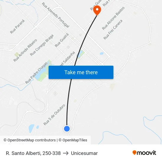 R. Santo Alberti, 250-338 to Unicesumar map