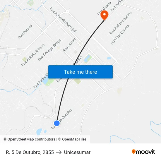 R. 5 De Outubro, 2855 to Unicesumar map