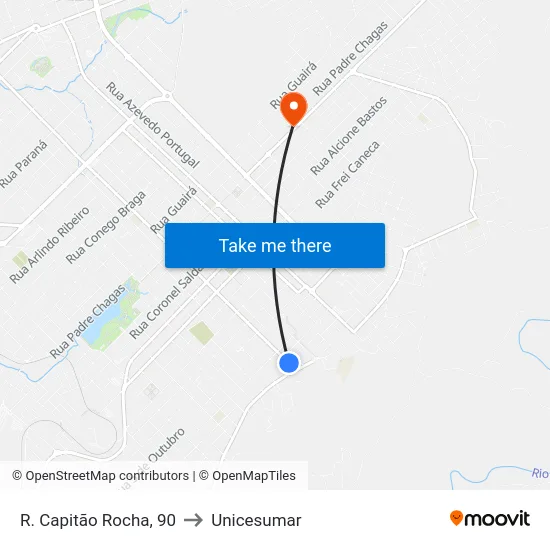 R. Capitão Rocha, 90 to Unicesumar map