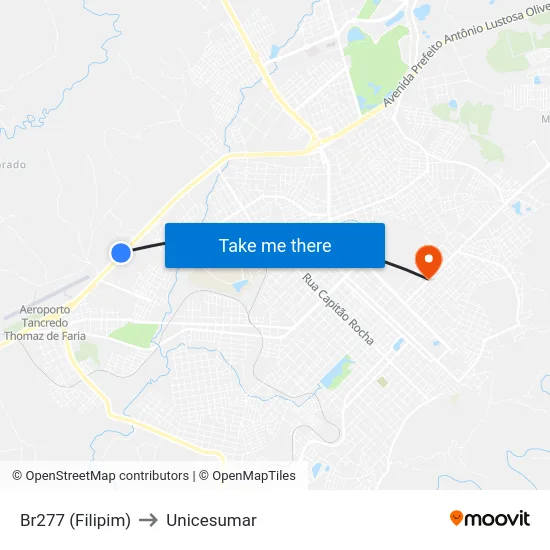 Br277 (Filipim) to Unicesumar map