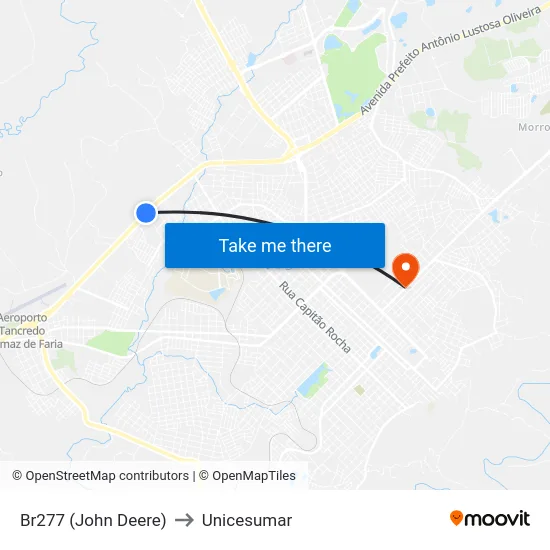 Br277 (John Deere) to Unicesumar map