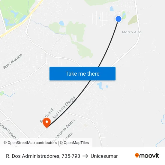 R. Dos Administradores, 735-793 to Unicesumar map