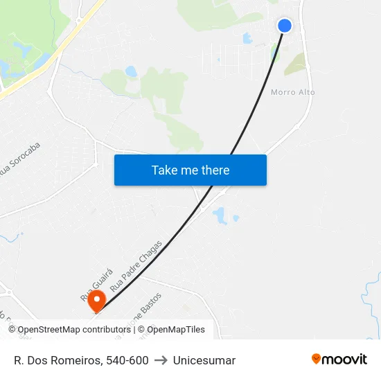 R. Dos Romeiros, 540-600 to Unicesumar map