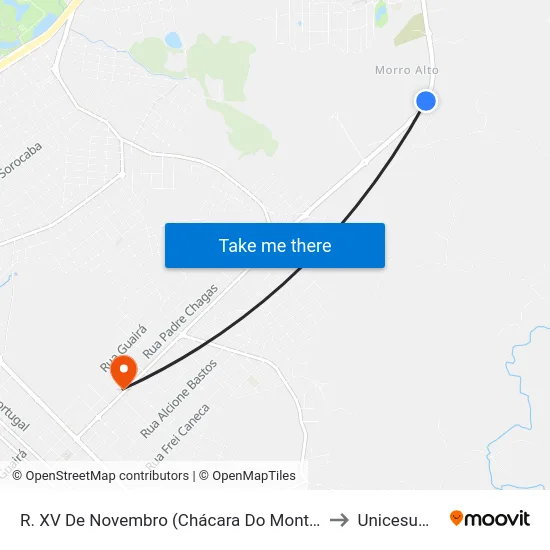 R. XV De Novembro (Chácara Do Monteiro) to Unicesumar map