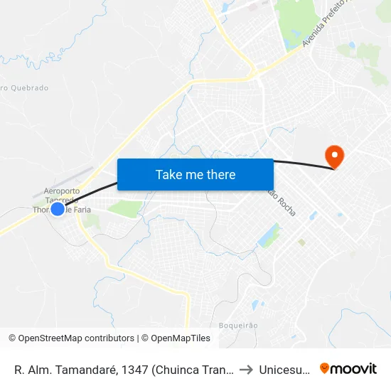 R. Alm. Tamandaré, 1347 (Chuinca Transportes) to Unicesumar map