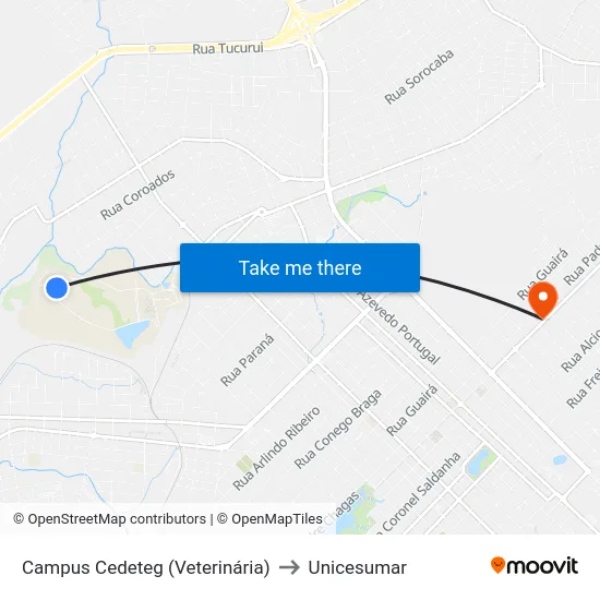 Campus Cedeteg (Veterinária) to Unicesumar map