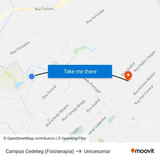 Campus Cedeteg (Fisioterapia) to Unicesumar map