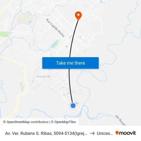 Av. Ver. Rubens S. Ribas, 5094-5134(Igreja São João Batista) to Unicesumar map