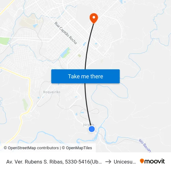 Av. Ver. Rubens S. Ribas, 5330-5416(Ubs Jordão) to Unicesumar map